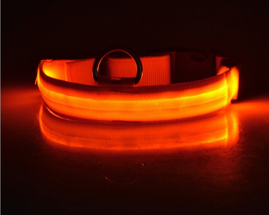 Nylon LED Pet Dog Luminous Collar Night Safety Flashing Glow in Dark Dog Cat Leash Adjustable Pet Supplies - ok best bark bargains