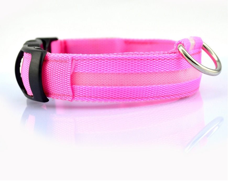 Nylon LED Pet Dog Luminous Collar Night Safety Flashing Glow in Dark Dog Cat Leash Adjustable Pet Supplies - ok best bark bargains